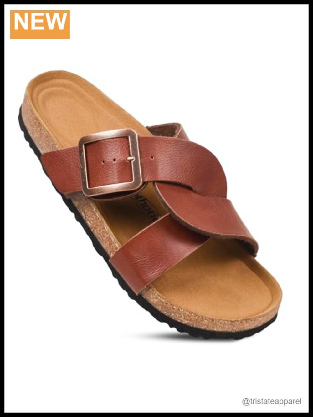 Cork Footbed Recovery Slides with Adjustable Cross Strap & Arch Support
